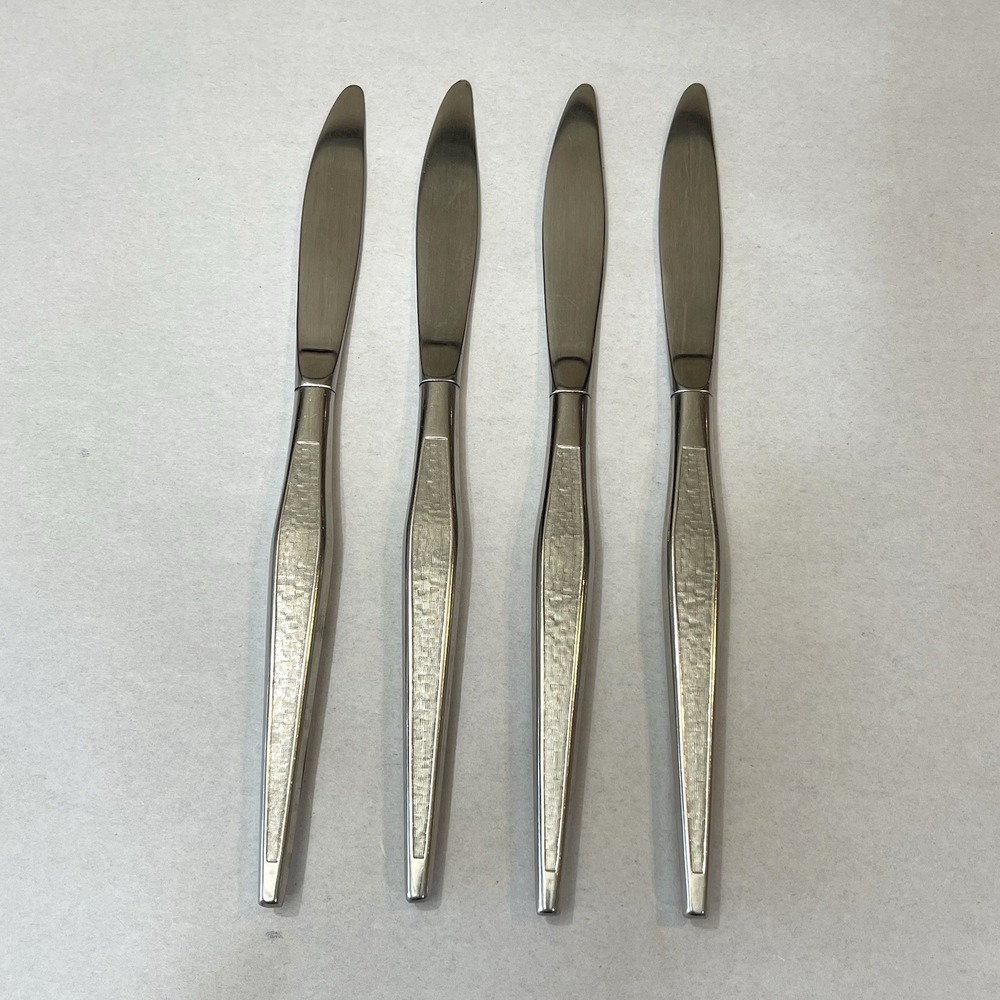 Vtg West Bend Oneida Shadow Wave Dinner Knives‎ Set 4 MCM Stainless USA Retired